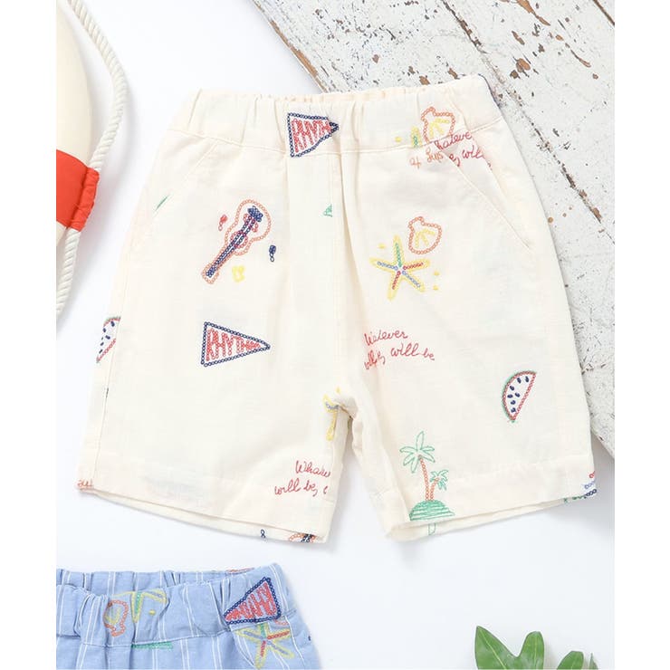 サマーモチーフ総柄刺繍ハーフパンツ  5分丈 | F.O.Online Store | 詳細画像1 