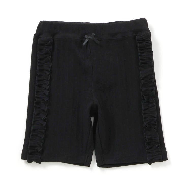 ブラック | ひんやりサイドフリルショートレギンス  4分丈 接触冷感 | F.O.Online Store