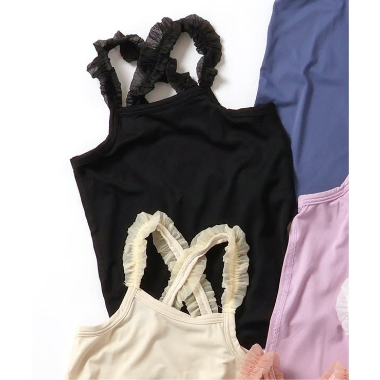 ブラック | WEB限定 ひんやりメッシュクロスストラップキャミ_吸水速乾_接触冷感 | F.O.Online Store