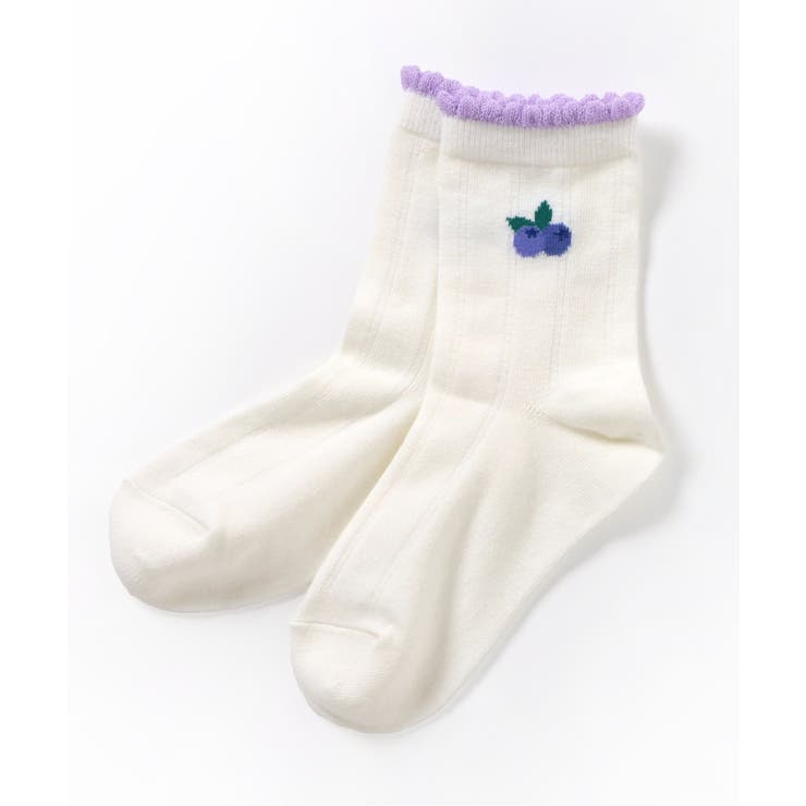 アイボリー | フルーツ柄吸水速乾クルーソックス | F.O.Online Store