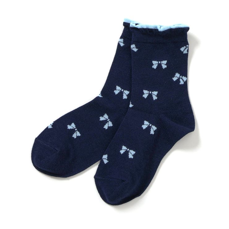 ネイビーブルー | さくらんぼ・お花・リボンひんやりクルーソックス | F.O.Online Store