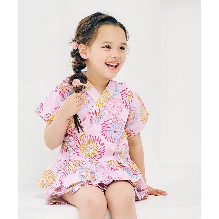 ピンク | アプレのはんなりGIRLSペプラム甚平 | F.O.Online Store