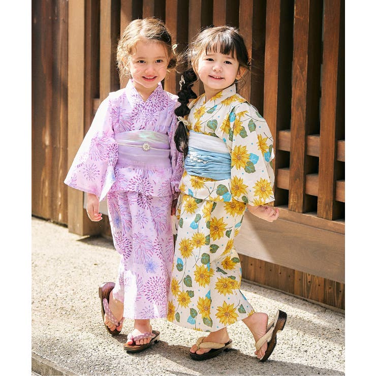 新品タグ付き】アプレのはんなり浴衣 帯セット ピンク 110センチ