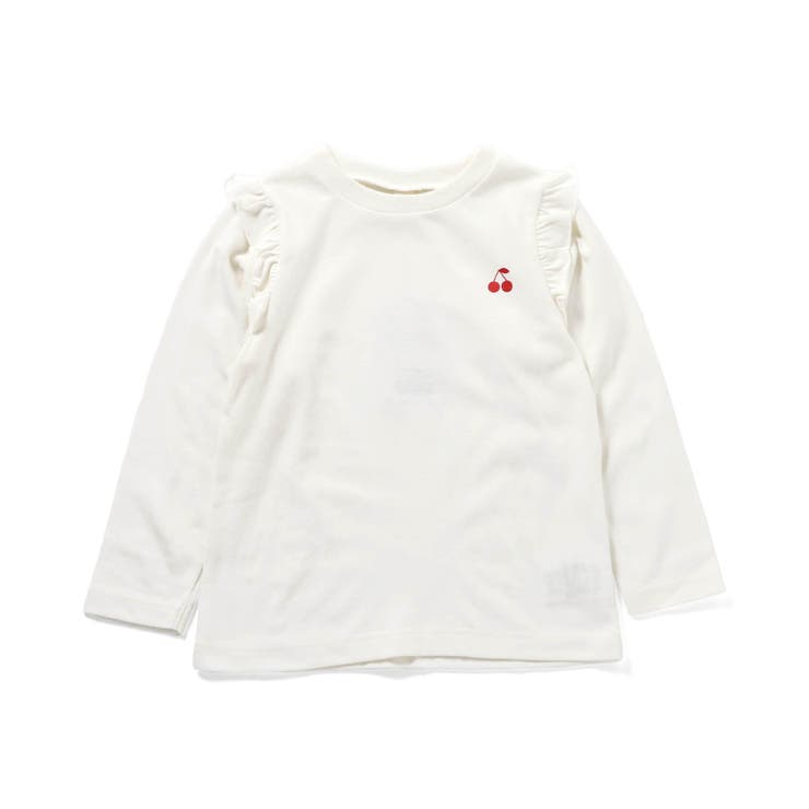 E hyphen world gallery PEACE / フリルスリーブカレッジプリントTシャツ アイボリー T-24-03-19-028-LO-TO-IG-ZT414  - closet child オンラインショップ