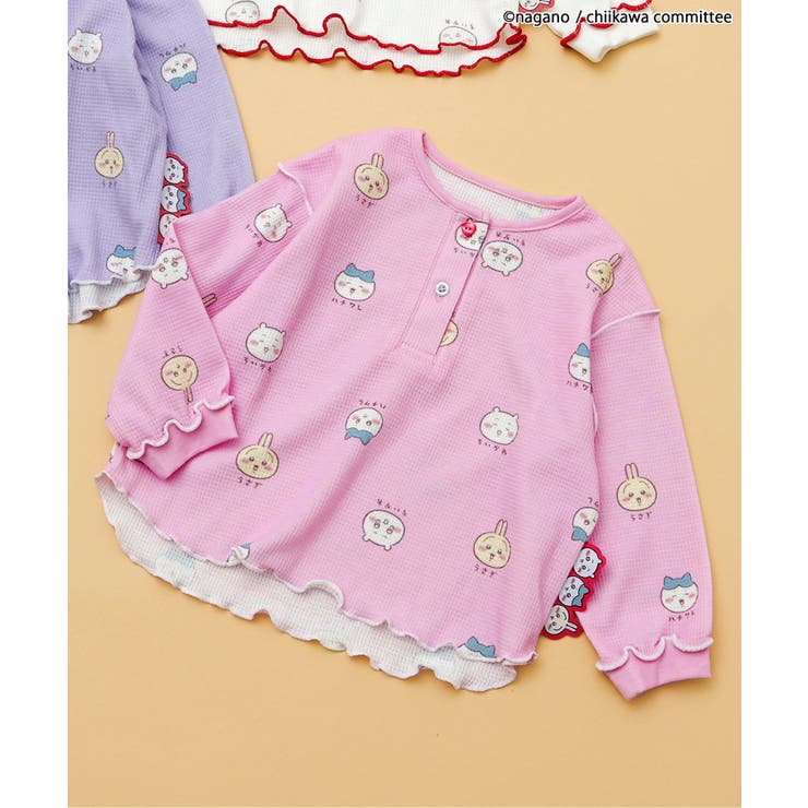 ピンク | 【アニメちいかわ】ワッフルヘンリーネックTシャツ(セットアップ可) | F.O.Online Store