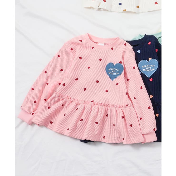 ピンク | 【新色追加】ワッフルペプラムハートモチーフTシャツ | F.O.Online Store