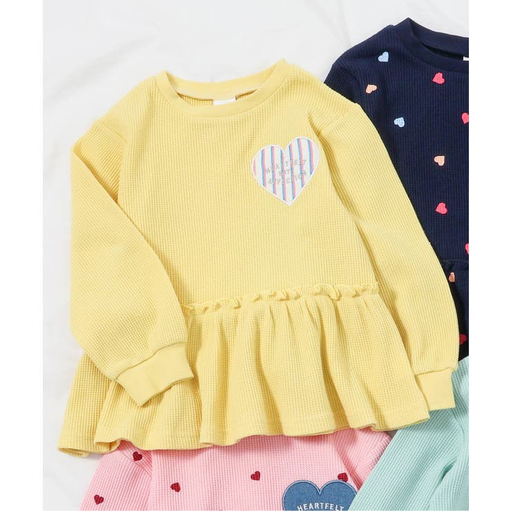 イエロー | 【新色追加】ワッフルペプラムハートモチーフTシャツ | F.O.Online Store