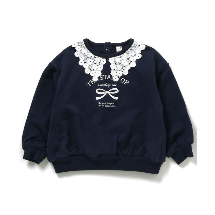 ネイビーブルー | レース衿リボンロゴトレーナー | F.O.Online Store