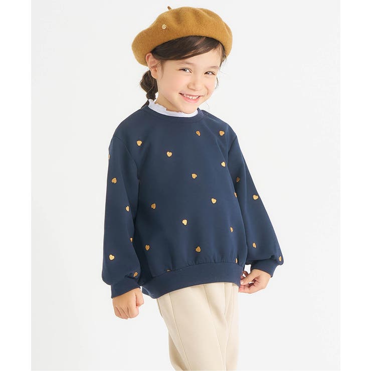 ネイビーブルー | アソート総柄刺繍レイヤードトレーナー | F.O.Online Store