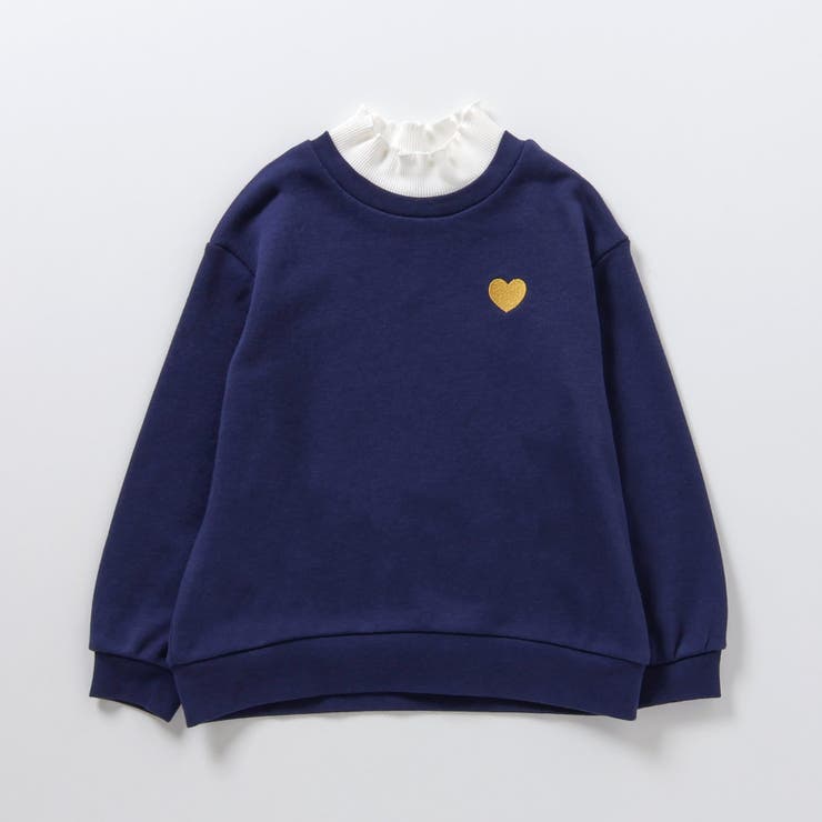 ネイビーブルー | ハート刺繍レイヤードトレーナー | F.O.Online Store