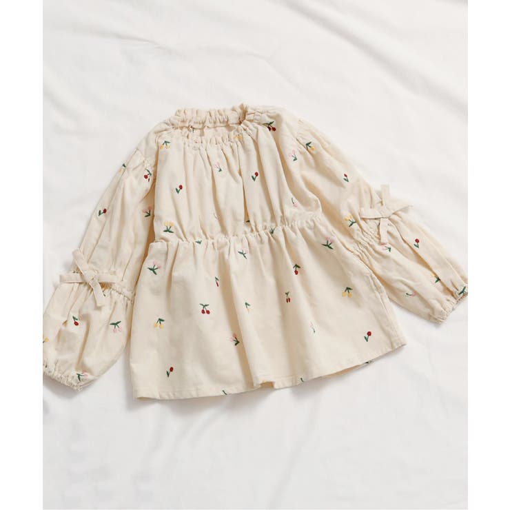 アイボリー | 【リンク】袖リボンハート・さくらんぼ刺繍チュニック_RP | F.O.Online Store