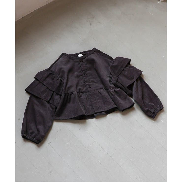 チャコール | シャツコールボリュームフリルブラウス | F.O.Online Store