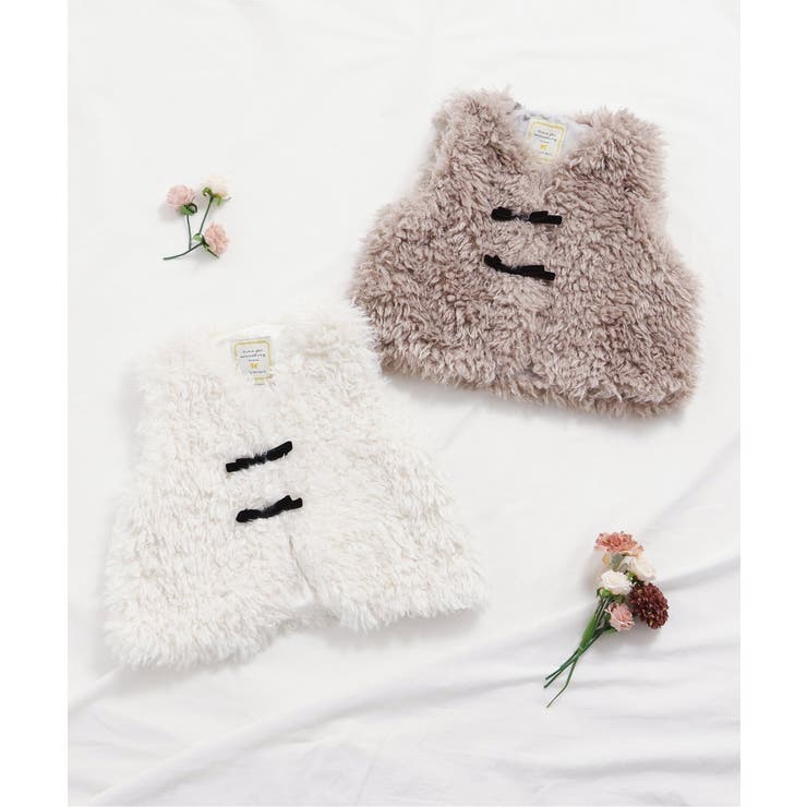 ファーベスト フォックスファー ホワイト Riu リボンファーベスト[品番