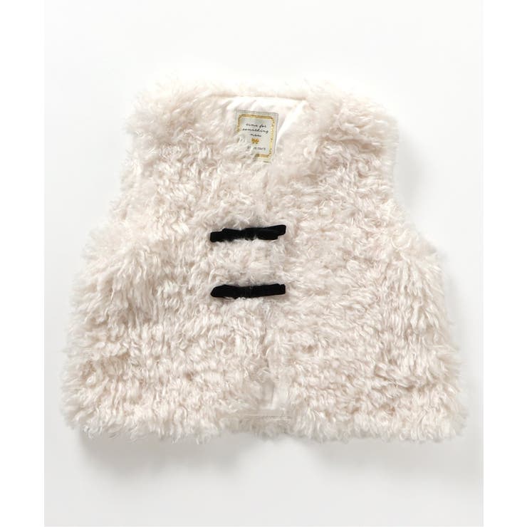バックリボン ファーベスト ホワイト BACK RIBBON FUR VEST - BIRTHDAY