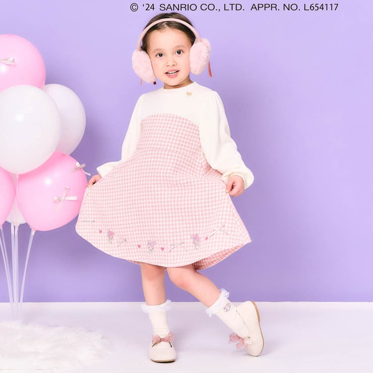 マイメロディ・クロミ/千鳥柄ドッキングワンピース[品番