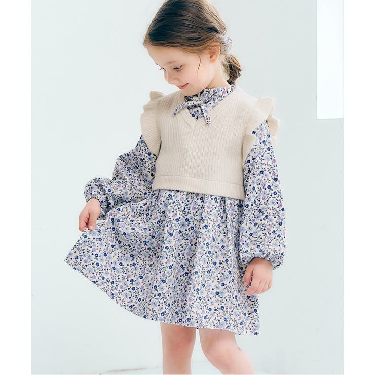 花柄 | フリルニットベスト&ワンピースセット | F.O.Online Store