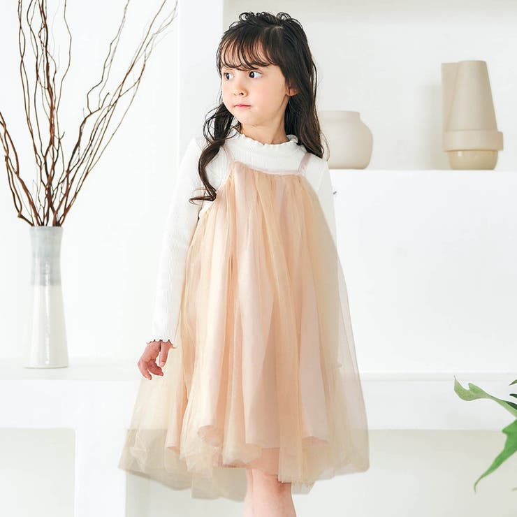 ルオシー バックリボンチュールティアードワンピ+キャミワンピSET 4L