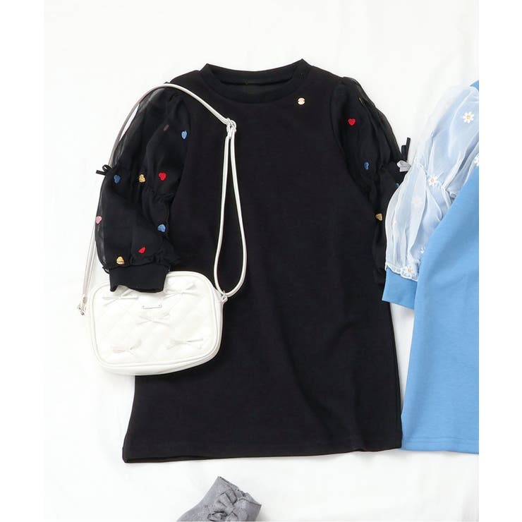 ブラック | 3柄刺繍チュールスリーブワンピース | F.O.Online Store