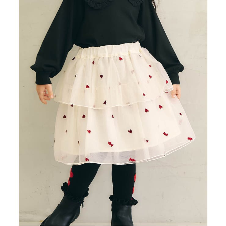 アイボリー | ハート・フラワー刺繍チュールスカート | F.O.Online Store