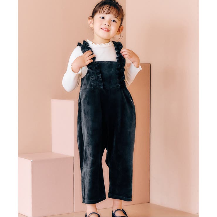 ブラック | ベロアフリルサロペット  9分丈 | F.O.Online Store