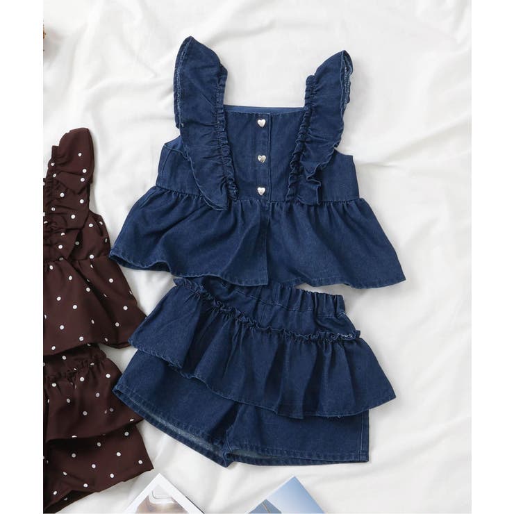 デニム | フリルチュニック＆ティアードキュロットセット_  ショート丈 | F.O.Online Store