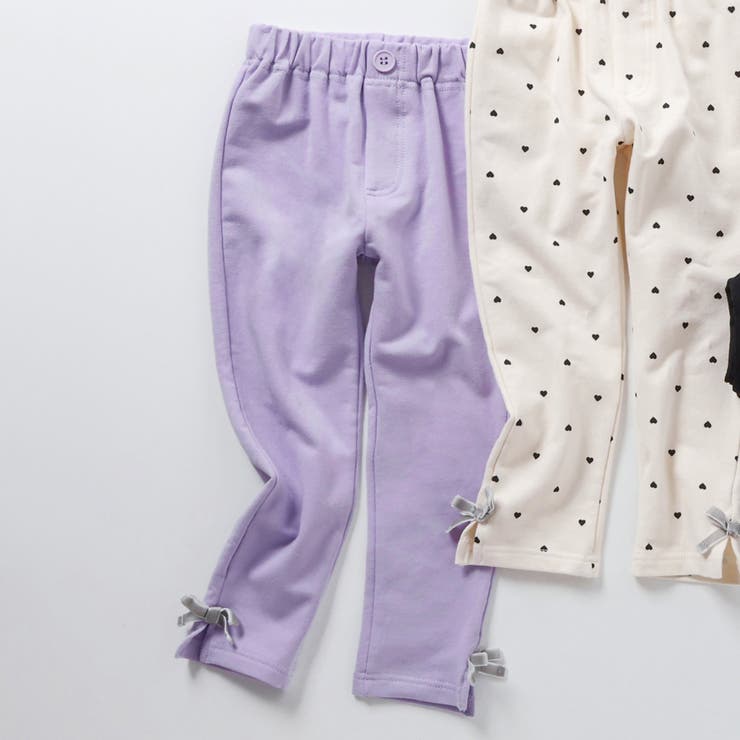 パンツ 裾リボン綿サテンクロップドパンツ50丈 レディース