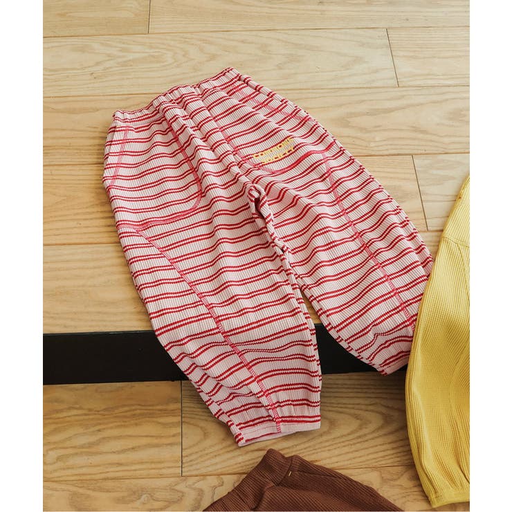 レッド | ワッフル配色ステッチ刺繍パンツ | F.O.Online Store