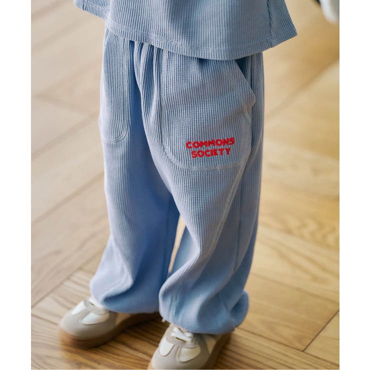 サックス | ワッフル配色ステッチ刺繍パンツ | F.O.Online Store