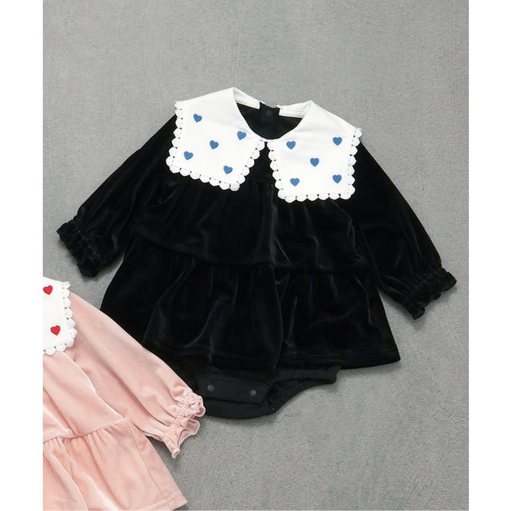 ブラック | 【リンク】ハート襟刺繍ティアードカバーオール | F.O.Online Store