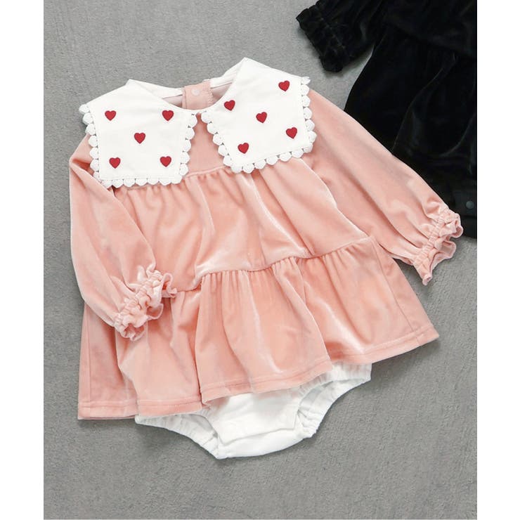 ピンク | 【リンク】ハート襟刺繍ティアードカバーオール | F.O.Online Store