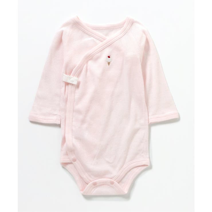 ベビーピンク | ベビー長袖リブボディ肌着 ワンポイント・総柄 | F.O.Online Store