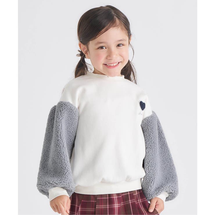 アイボリー | ハート刺繍袖ボアトレーナー | F.O.Online Store