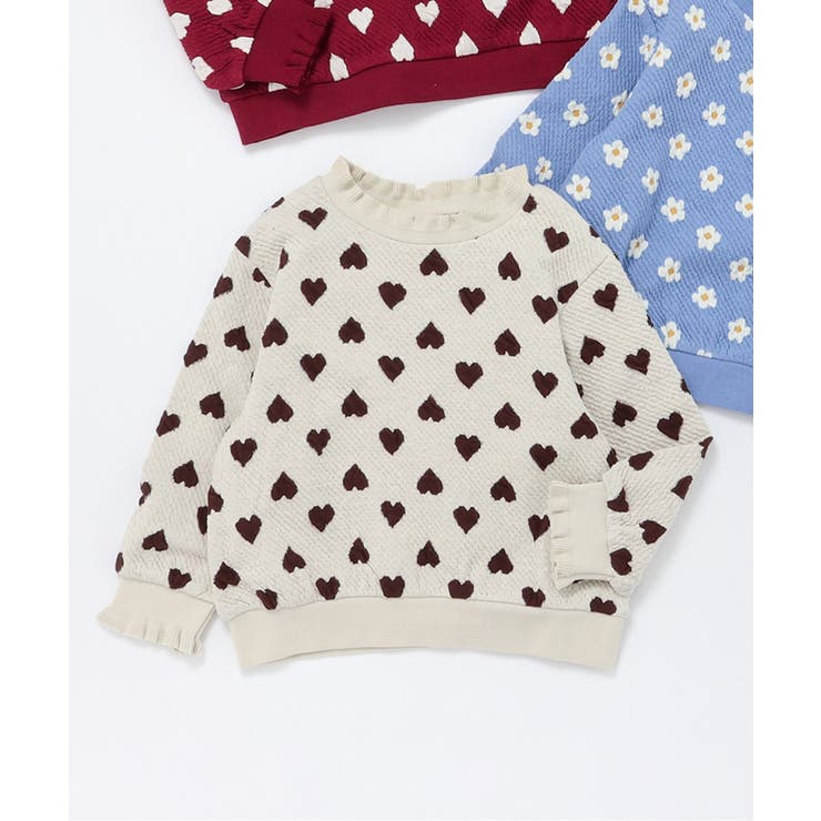 アイボリー | ハート・フラワージャガードトレーナー | F.O.Online Store