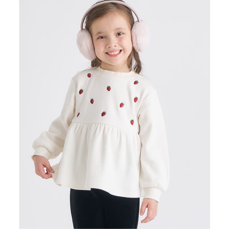 アイボリー | WEB限定 裏シャギーペプラム刺繍トレーナー | F.O.Online Store