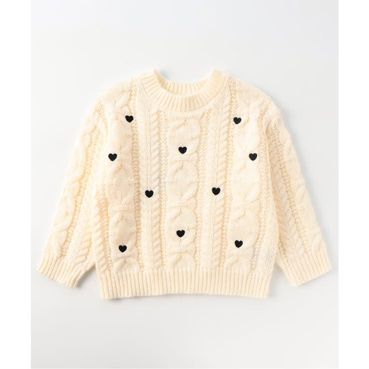 アイボリー | 刺繍ケーブルニット | F.O.Online Store