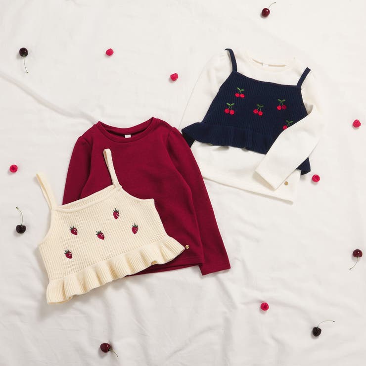 さくらんぼ・いちご刺繍ビスチェ＆インナーセット_RP[品番