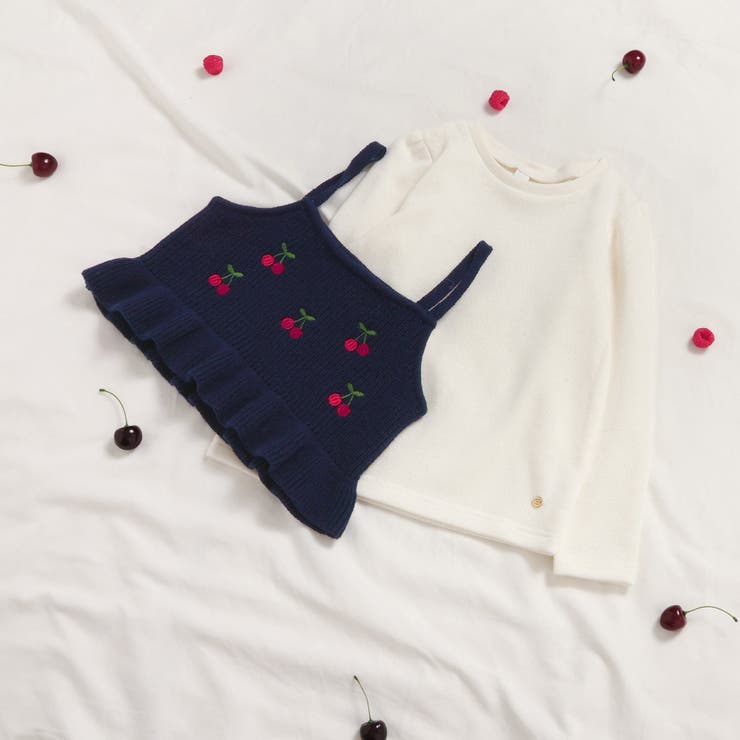 さくらんぼ・いちご刺繍ビスチェ＆インナーセット_RP[品番