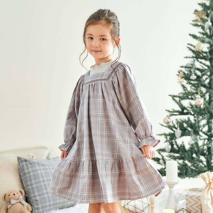 スクエアネックチェック柄ワンピース[品番：FOKK0005656]｜F.O.Online