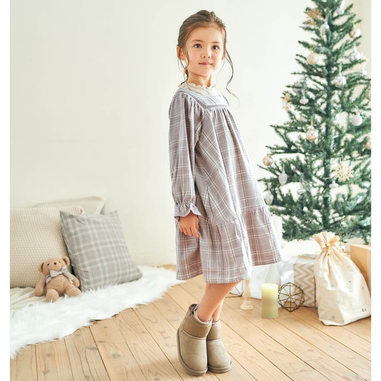 スクエアネックチェック柄ワンピース[品番：FOKK0005656]｜F.O.Online