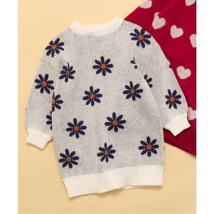 アイボリー | WEB限定 フラワー・ハートニットワンピース | F.O.Online Store