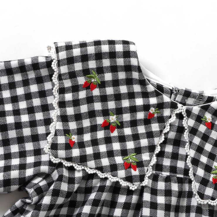 いちご襟刺繍チェック・コーデュロイワンピース _RP[品番：FOKK0021659