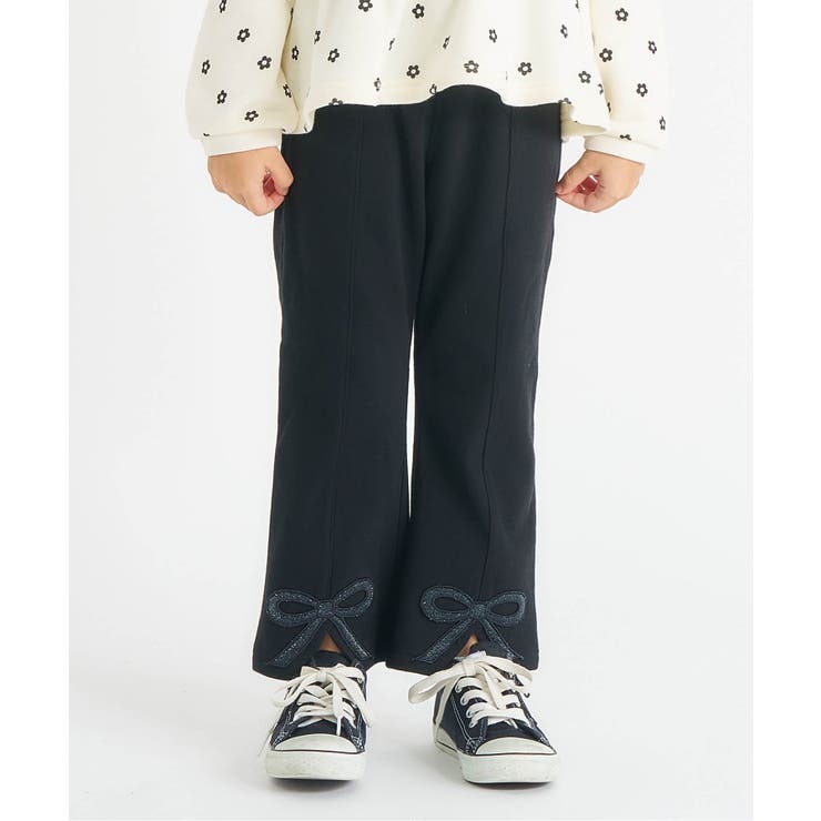 ブラック | WEB限定 裏起毛リボンスリットカットソーパンツ  10分丈 | F.O.Online Store