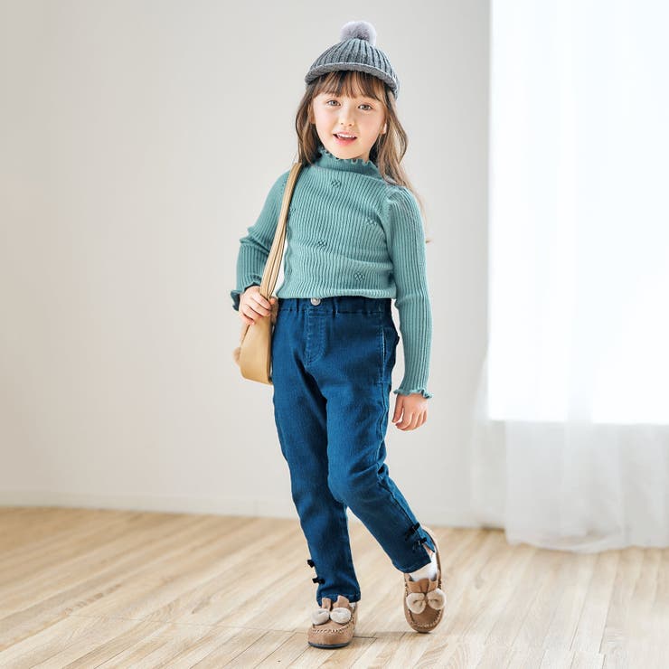 裏微起毛裾リボンデニムパンツ 10分丈[品番：FOKK0011736]｜F.O.Online