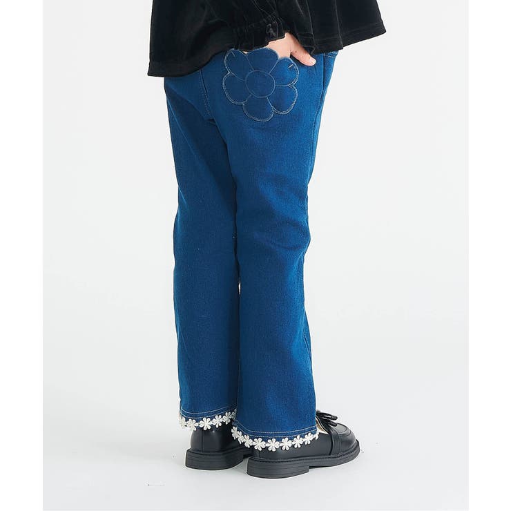 ブルー | 裏起毛ハート・お花ポケットフレアきゅんパンツ  10分丈 | F.O.Online Store