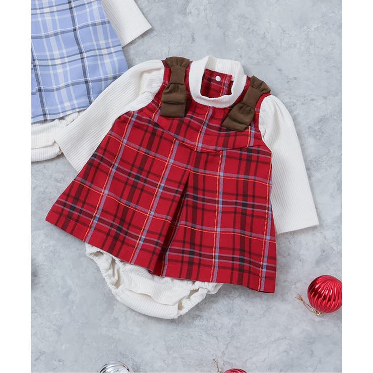 【リンク】肩リボンチェックカバーオール | F.O.Online Store | 詳細画像1 