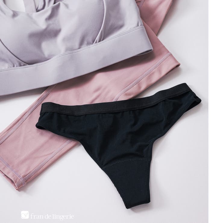ジェットブラック | サニタリーショーツ  吸水ショーツ コンフィッツ タンガ Tバック | fran de lingerie