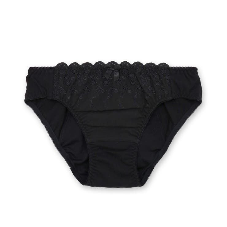 ジェットブラック | ブルーデイもブラとショーツはお揃いデザインが叶うウィングポケット付き 「コットン… | fran de lingerie