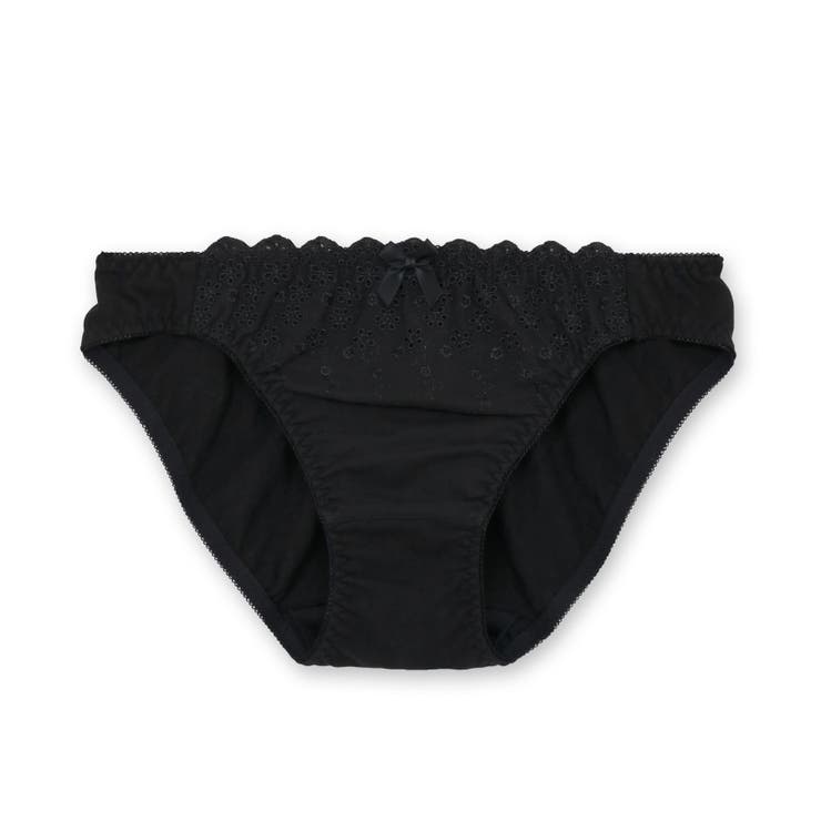 ジェットブラック | ブルーデイもブラとショーツはお揃いデザインが叶うウィングポケット付き 「コットン… | fran de lingerie