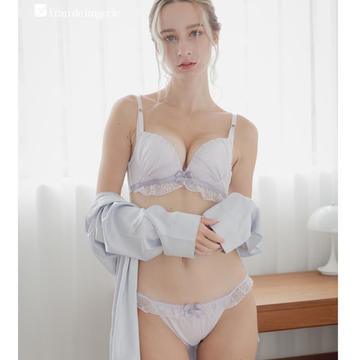 パープル | ロマンチックなブラ＆ショーツSETナチュラルボリューム×寄せ胸 「シアーベール … | fran de lingerie