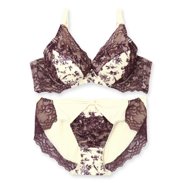 華やか配色デザインすっきりラインの谷間メイクブラ 「ボタニカルプリントサテン ペ… | fran de lingerie | 詳細画像4 